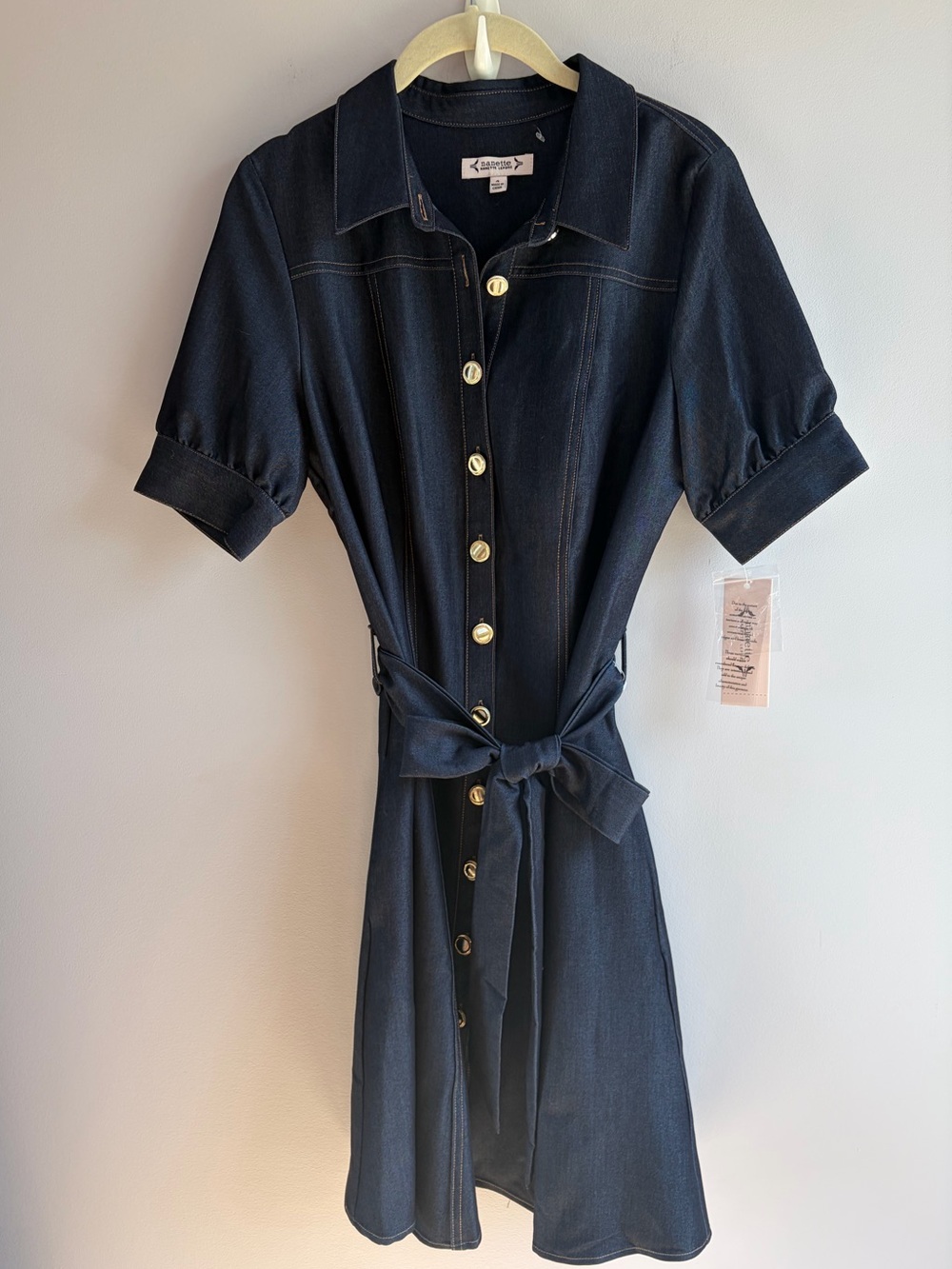 NWT Nanette Lepore Belted Shirt Dress Button Front Dark Denim Blue Fall Size 4